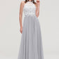 Sleeveless Scoop Neck A-line/Princess Chiffon Long/Floor-Length Bridesmaid Dresseses With Lace Alice DLP0025497