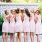 Scoop Neck A-Line/Princess Short/Mini Chiffon Bridesmaid Dresses With Lace Elise DLP0025499