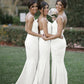 Sweetheart Court Train Sheath/Column Elastic Satin Bridesmaid Dresseses With Lace Zariah DLP0025500