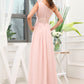 Sleeveless One-Shoulder Long/Floor-Length A-line/Princess Chiffon Bridesmaid Dresses With Pleated Shoulder Flower Emilia DLP0025507