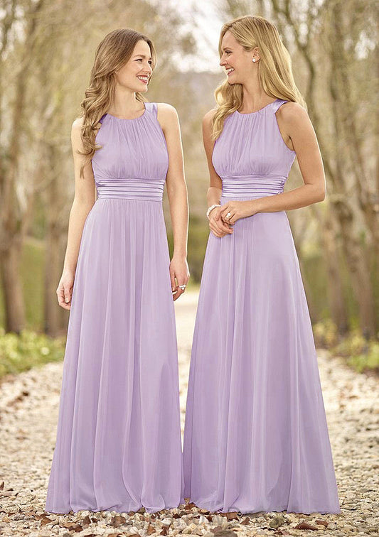 Scoop Neck A-Line/Princess Long/Floor-Length Chiffon Bridesmaid Dresses Winnie DLP0025516