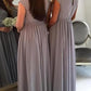 Bateau A-Line/Princess Long/Floor-Length Chiffon Bridesmaid Dresses With Appliqued Emma DLP0025517