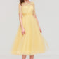 Bateau Short Sleeve A-line/Princess Tulle Tea-Length  Bridesmaid Dresses With Pleated Lace Sadie DLP0025522