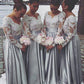 Sweetheart A-Line/Princess Sweep Train Elastic Satin Bridesmaid Dresses With Lace Rebecca DLP0025524