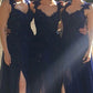 V-Neck A-Line/Princess Sweep Train Chiffon Bridesmaid Dresses With Crystal Detailing Danielle DLP0025526