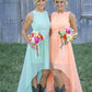 Sleeveless Bateau Asymmetrical A-Line/Princess Chiffon Bridesmaid Dresses With Appliqued Yamilet DLP0025549