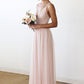 Spaghetti Straps Sleeveless V Neck Long/Floor-Length Chiffon Bridesmaid Dresses With Pleated Mina DLP0025561