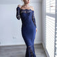 Off-the-Shoulder Full/Long Sleeve Asymmetrical Trumpet/Mermaid Lace Bridesmaid Dresseses Ryan DLP0025566