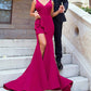 Sleeveless V Neck Court Train Sheath/Column Elastic Satin Bridesmaid Dresseses With Split Novia DLP0025567