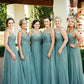 Sleeveless V Neck Tulle Long/Floor-Length A-line/Princess Bridesmaid Dresseses With Pleated Allison DLP0025578