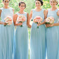 Sleeveless Scoop Neck Long/Floor-Length Chiffon A-line/Princess Bridesmaid Dresseses With Lace Lydia DLP0025596