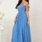 A-line V Neck Sleeveless Chiffon Long/Floor-Length Bridesmaid Dresses With Pleated Split Gina DLP0025609