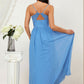 A-line V Neck Sleeveless Chiffon Long/Floor-Length Bridesmaid Dresses With Pleated Split Gina DLP0025609