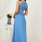 A-line Halter Sleeveless Chiffon Long/Floor-Length Bridesmaid Dresses With Pleated Victoria DLP0025610