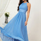 A-line Halter Sleeveless Chiffon Long/Floor-Length Bridesmaid Dresses With Pleated Victoria DLP0025610