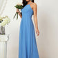 A-line Empire Halter Sleeveless Chiffon Long/Floor-Length Bridesmaid Dresses With Ruffles Mayra DLP0025611