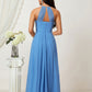 A-line Empire Halter Sleeveless Chiffon Long/Floor-Length Bridesmaid Dresses With Ruffles Mayra DLP0025611