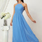 A-line Empire Halter Sleeveless Chiffon Long/Floor-Length Bridesmaid Dresses With Ruffles Mayra DLP0025611