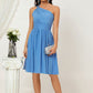 A-line One-Shoulder Sleeveless Chiffon Knee-Length Bridesmaid Dresses With Pleated Kassandra DLP0025612