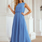 A-line Scoop Neck Sleeveless Chiffon Long/Floor-Length Bridesmaid Dresses Jaelyn DLP0025618