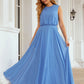 A-line Scoop Neck Sleeveless Chiffon Long/Floor-Length Bridesmaid Dresses Jaelyn DLP0025618