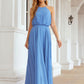 A-line Halter Sleeveless Chiffon Long/Floor-Length Bridesmaid Dresses With Pleated Kaley DLP0025621