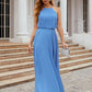 A-line Halter Sleeveless Chiffon Long/Floor-Length Bridesmaid Dresses With Pleated Kaley DLP0025621