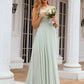 A-line Halter Sleeveless Chiffon Long/Floor-Length Bridesmaid Dresses With Pleated Ruffles Uerica DLP0025623