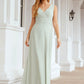 A-line V Neck Long/Floor-Length Chiffon Bridesmaid Dresses With Pleated Kaya DLP0025625