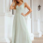 A-line V Neck Long/Floor-Length Chiffon Bridesmaid Dresses With Pleated Kaya DLP0025625