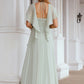 A-line V Neck Short Sleeve Chiffon Long/Floor-Length Bridesmaid Dresses With Pleated Ruffles Paloma DLP0025626