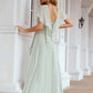 A-line V Neck Short Sleeve Chiffon Long/Floor-Length Bridesmaid Dresses With Pleated Ruffles Paloma DLP0025626