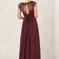 A-line V Neck Sleeveless Chiffon Long/Floor-Length Bridesmaid Dresses With Pleated Lace Heidy DLP0025627