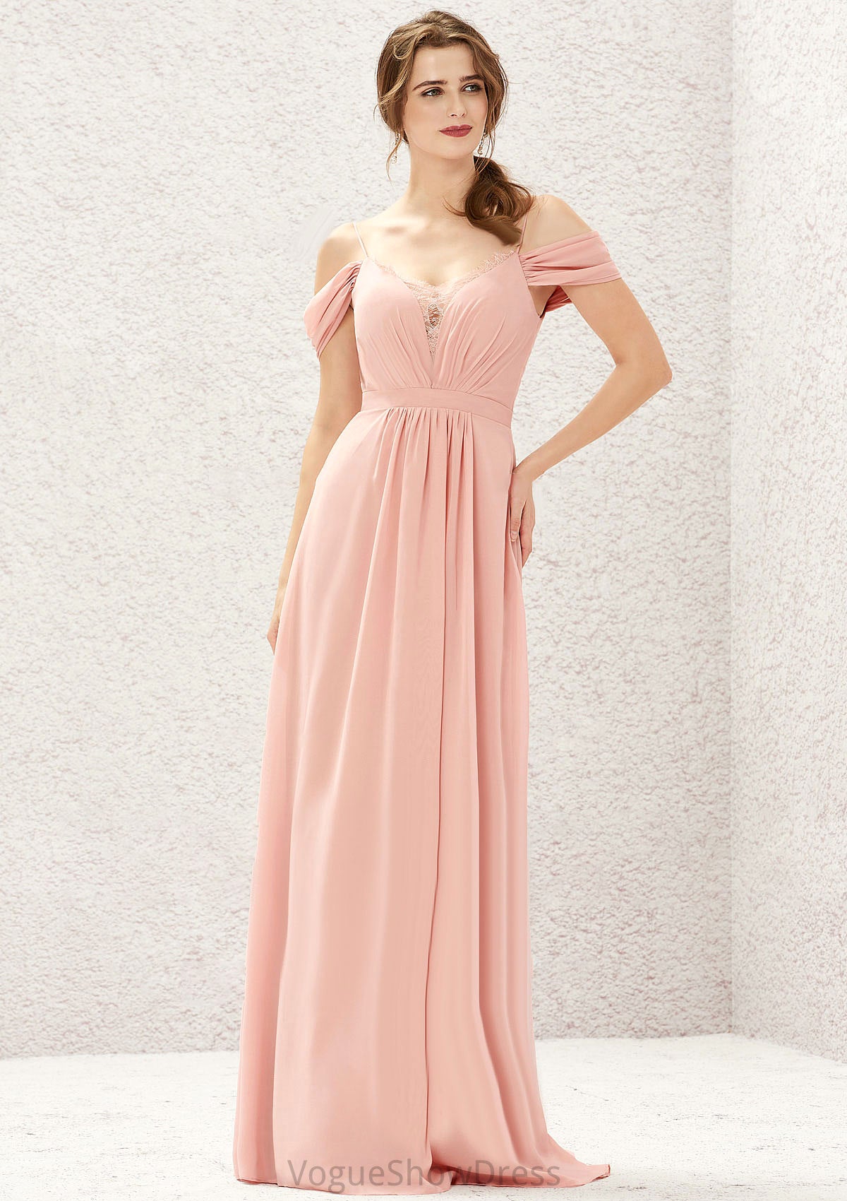 A-line Sweetheart Sleeveless Chiffon Long/Floor-Length Bridesmaid Dresses With Pleated Lace Lily DLP0025629