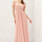 A-line Sweetheart Sleeveless Chiffon Long/Floor-Length Bridesmaid Dresses With Pleated Lace Lily DLP0025629