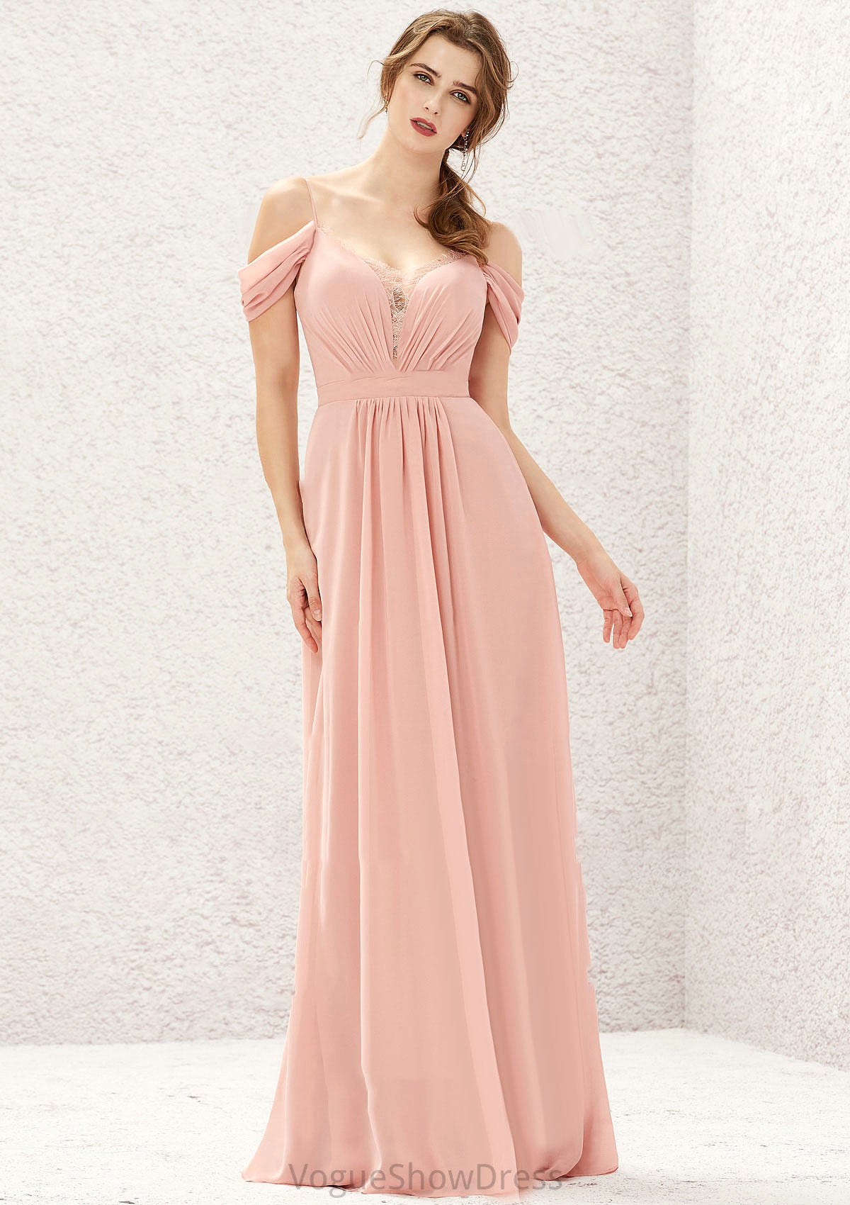 A-line Sweetheart Sleeveless Chiffon Long/Floor-Length Bridesmaid Dresses With Pleated Lace Lily DLP0025629