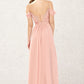 A-line Sweetheart Sleeveless Chiffon Long/Floor-Length Bridesmaid Dresses With Pleated Lace Lily DLP0025629