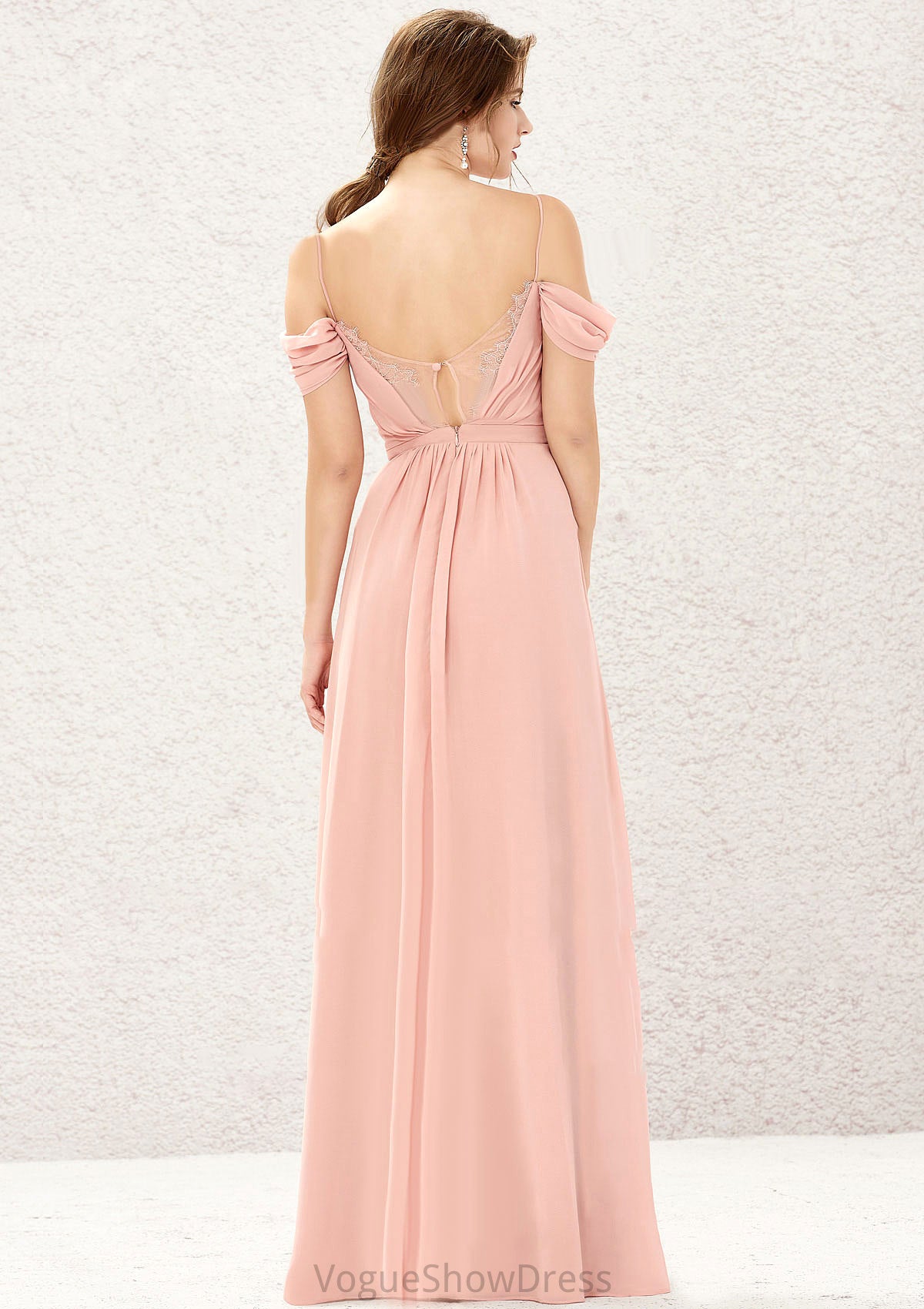 A-line Sweetheart Sleeveless Chiffon Long/Floor-Length Bridesmaid Dresses With Pleated Lace Lily DLP0025629