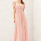 A-line Sweetheart Sleeveless Chiffon Long/Floor-Length Bridesmaid Dresses With Pleated Lace Lily DLP0025629