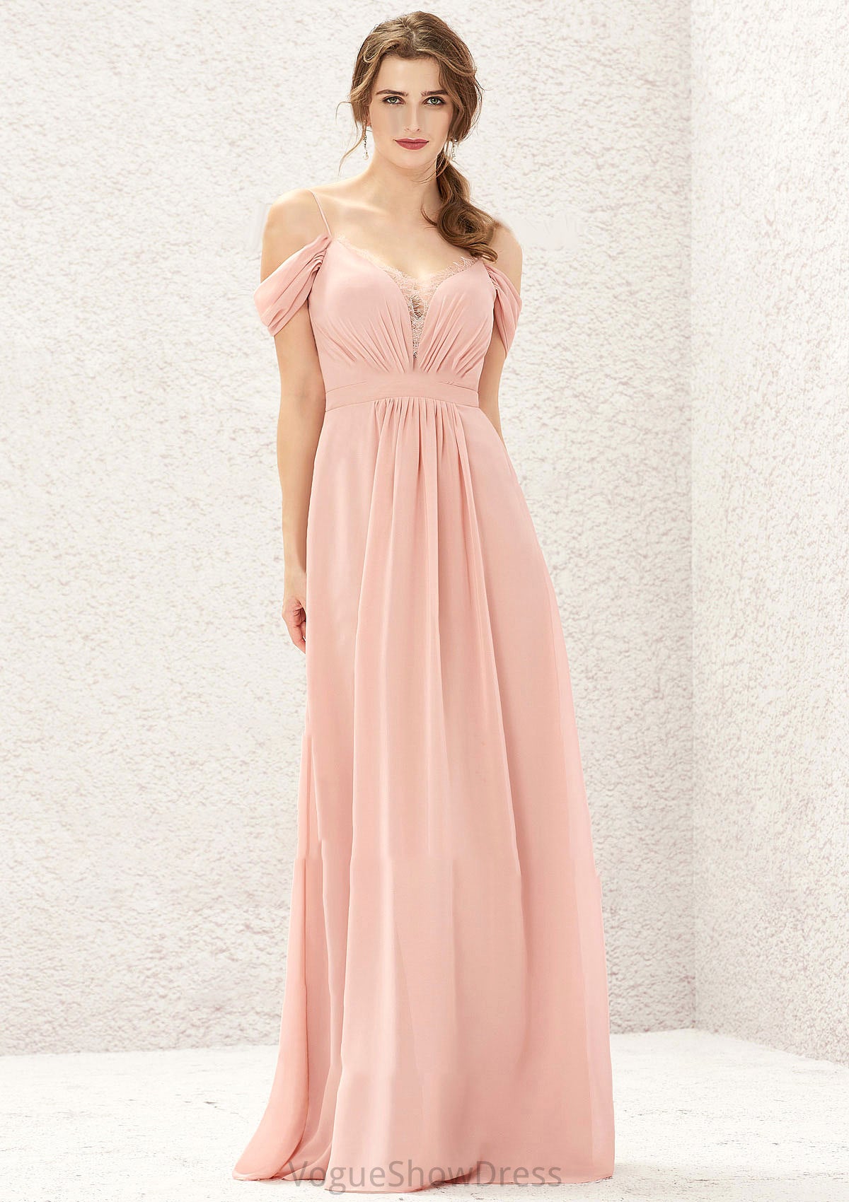 A-line Sweetheart Sleeveless Chiffon Long/Floor-Length Bridesmaid Dresses With Pleated Lace Lily DLP0025629