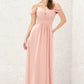 A-line Sweetheart Sleeveless Chiffon Long/Floor-Length Bridesmaid Dresses With Pleated Lace Lily DLP0025629