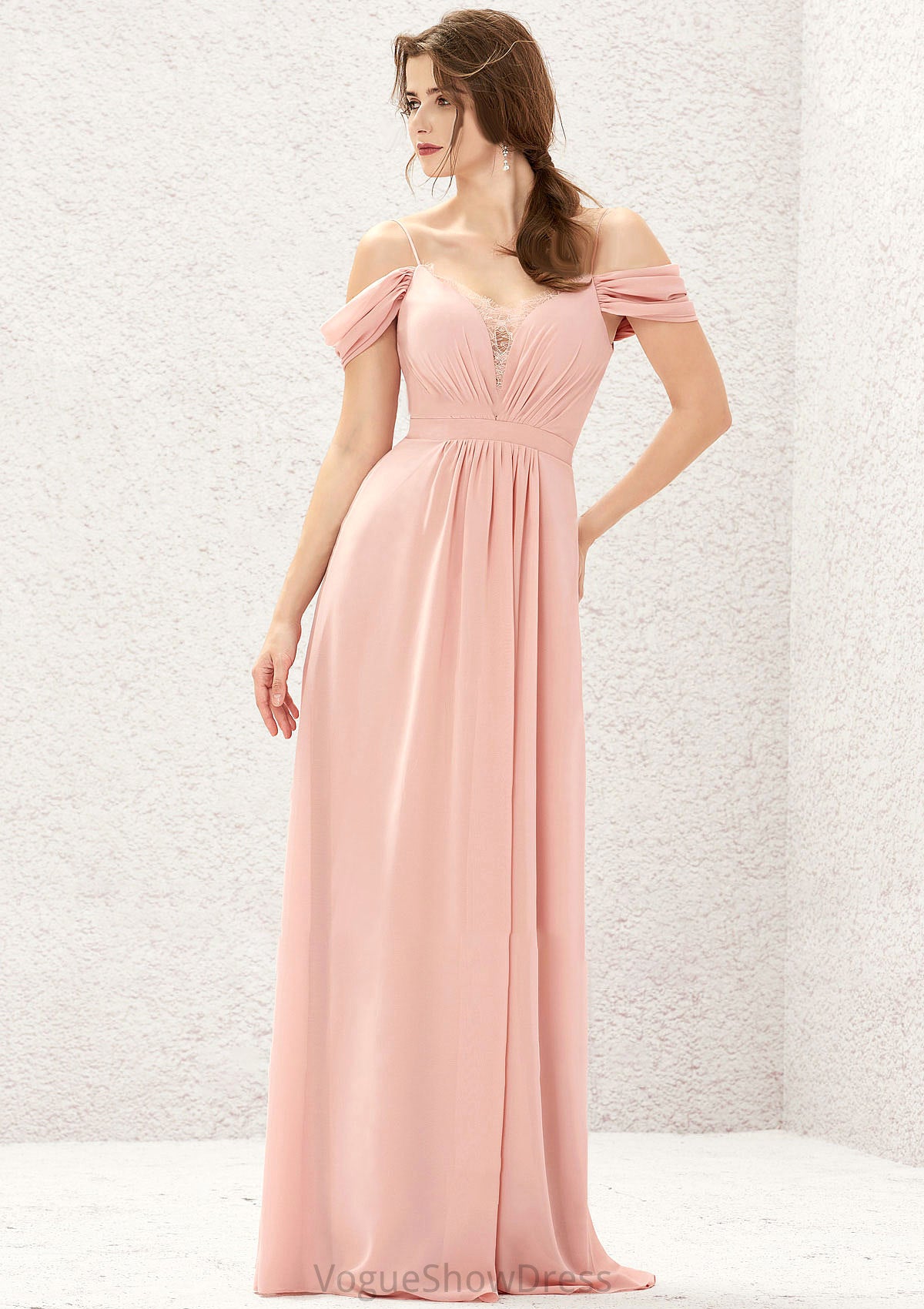 A-line Sweetheart Sleeveless Chiffon Long/Floor-Length Bridesmaid Dresses With Pleated Lace Lily DLP0025629