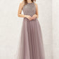 A-line Scoop Neck Sleeveless Lace Tulle Long/Floor-Length Bridesmaid Dresses Susanna DLP0025631