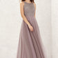 A-line Scoop Neck Sleeveless Lace Tulle Long/Floor-Length Bridesmaid Dresses Susanna DLP0025631