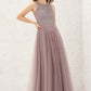 A-line Scoop Neck Sleeveless Lace Tulle Long/Floor-Length Bridesmaid Dresses Susanna DLP0025631