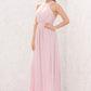 A-line Halter Sleeveless Chiffon Long/Floor-Length Bridesmaid Dresses With Pleated Cierra DLP0025634