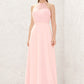 A-line Halter Sleeveless Chiffon Long/Floor-Length Bridesmaid Dresses Emerson DLP0025635