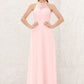 A-line Halter Sleeveless Chiffon Long/Floor-Length Bridesmaid Dresses Emerson DLP0025635