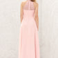 A-line Halter Sleeveless Chiffon Long/Floor-Length Bridesmaid Dresses Emerson DLP0025635