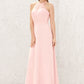 A-line Halter Sleeveless Chiffon Long/Floor-Length Bridesmaid Dresses Emerson DLP0025635